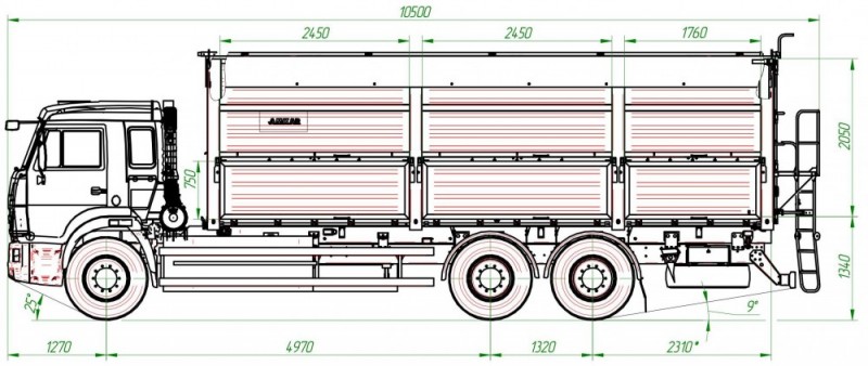Бортовой автомобиль-зерновоз AMKAR-6387E